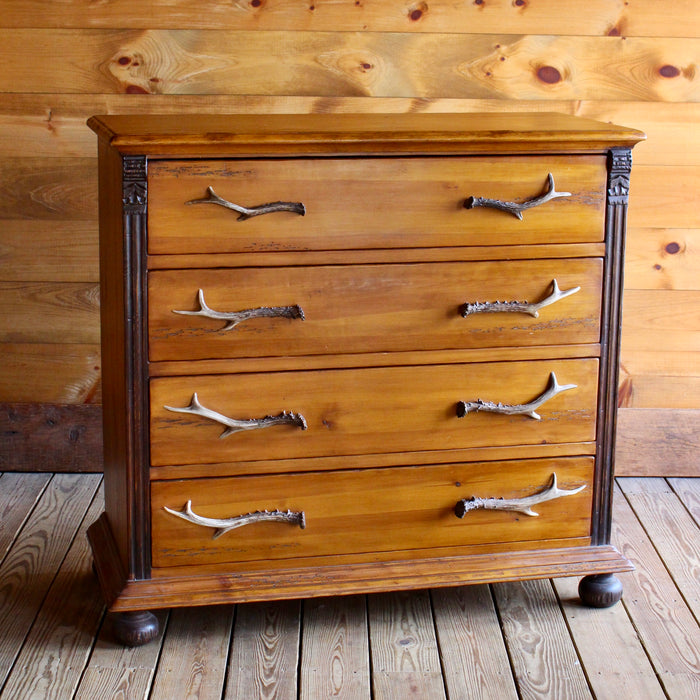 Pine Dresser with Cast Metal Antler Handles