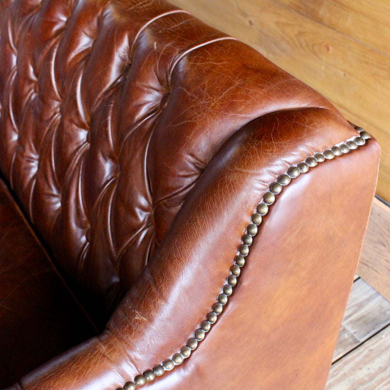 Macomb Tufted Leather Settee
