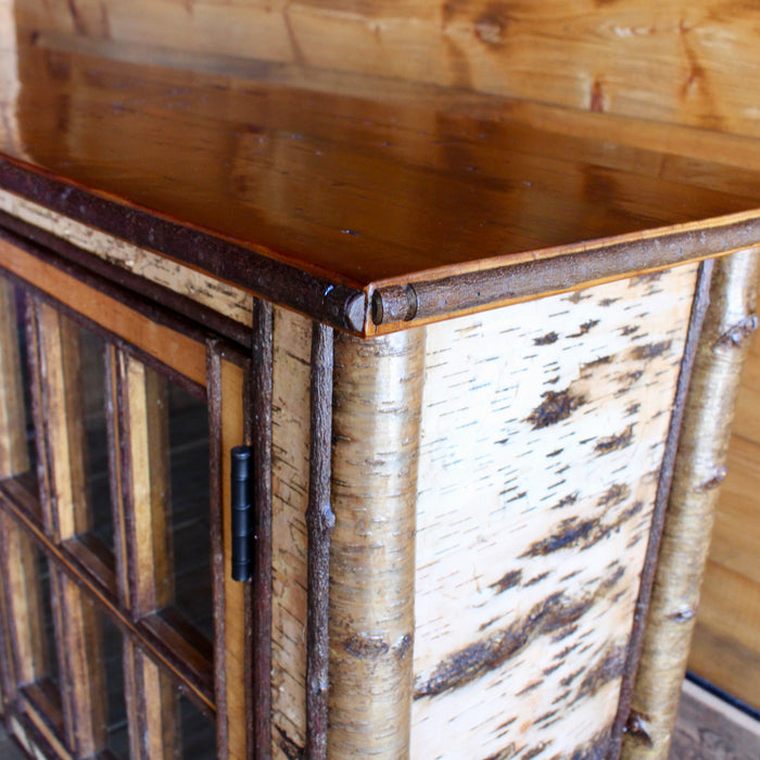 Adirondack Rustic Birch Buffet Cabinet with Pine Top