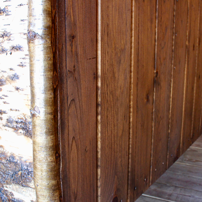 Adirondack Rustic Birch Buffet Cabinet with Pine Top