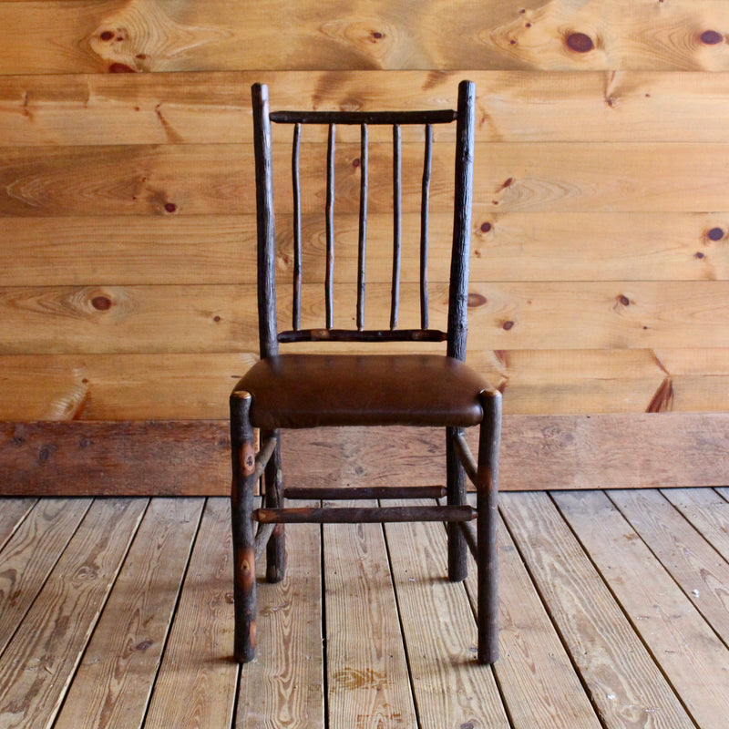 adirondack rustic hickory wood dining chair with leather seat
