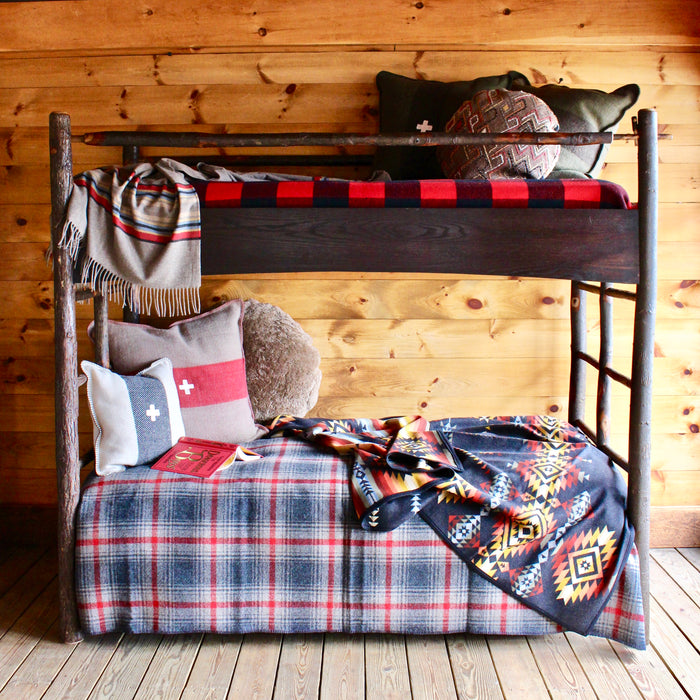 Adirondack Rustic Hickory Bunk Bed With Trundle