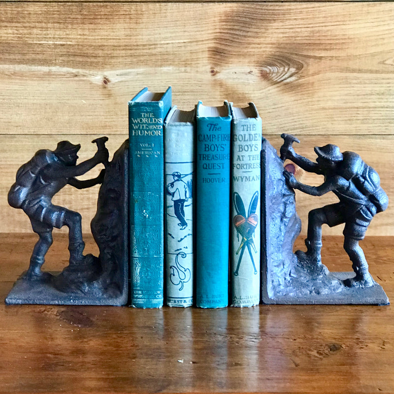 Cast Iron Rock Climber/Hiker/Mountaineer Bookends