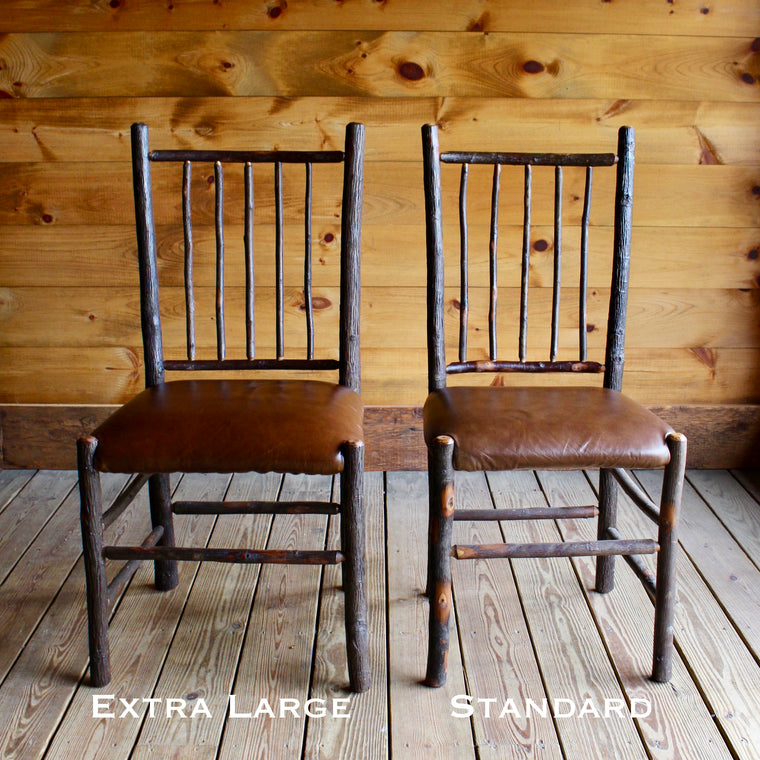 Adirondack rustic hickory wood dining chair with leather seat