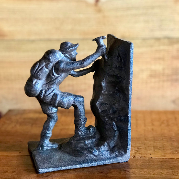 Iron Rock Climber/Hiker/Mountaineer Bookends