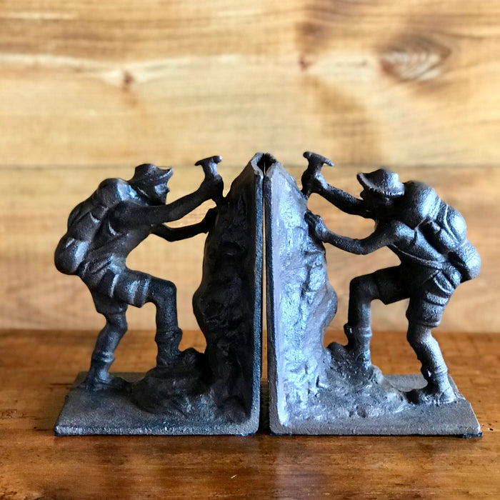 Iron Rock Climber/Hiker/Mountaineer Bookends