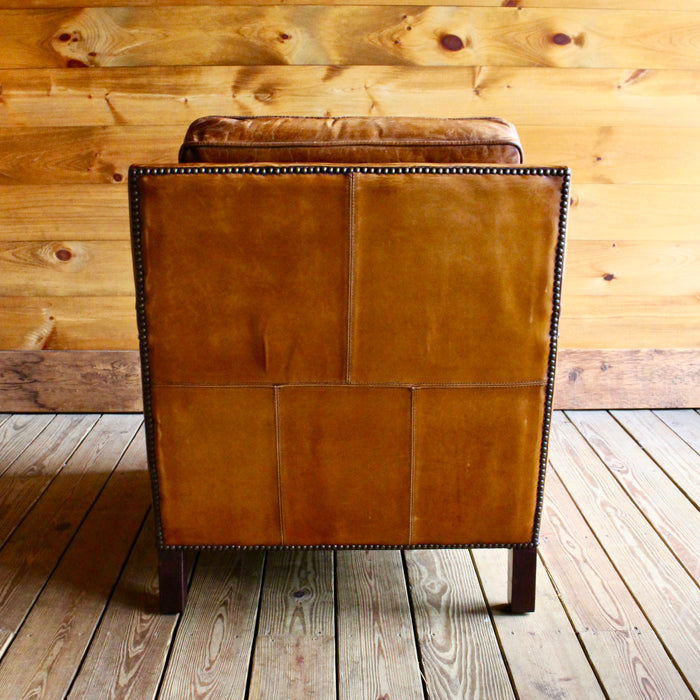 Buffalo Leather Club Chair with Nail Head Trim 