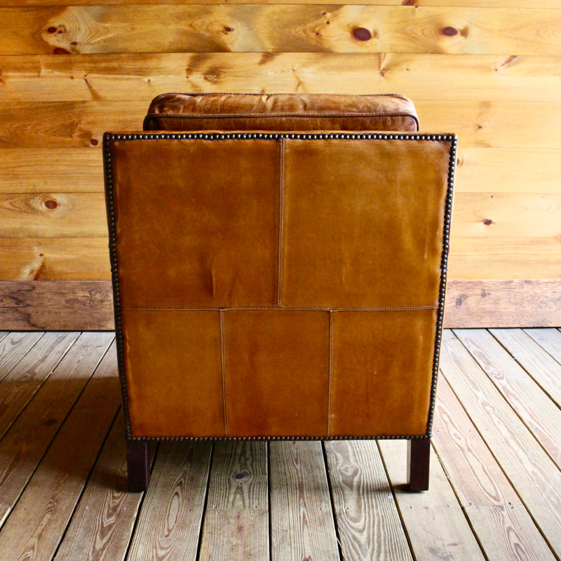 Buffalo Leather Club Chair with Nail Head Trim 