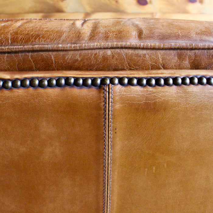 Buffalo Leather Club Chair with Nail Head Trim 