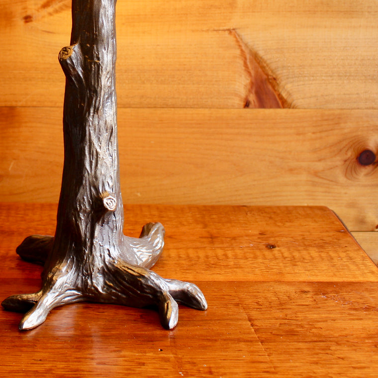 Bronze Tree Lamp Base with Hand Painted Twilight Shade