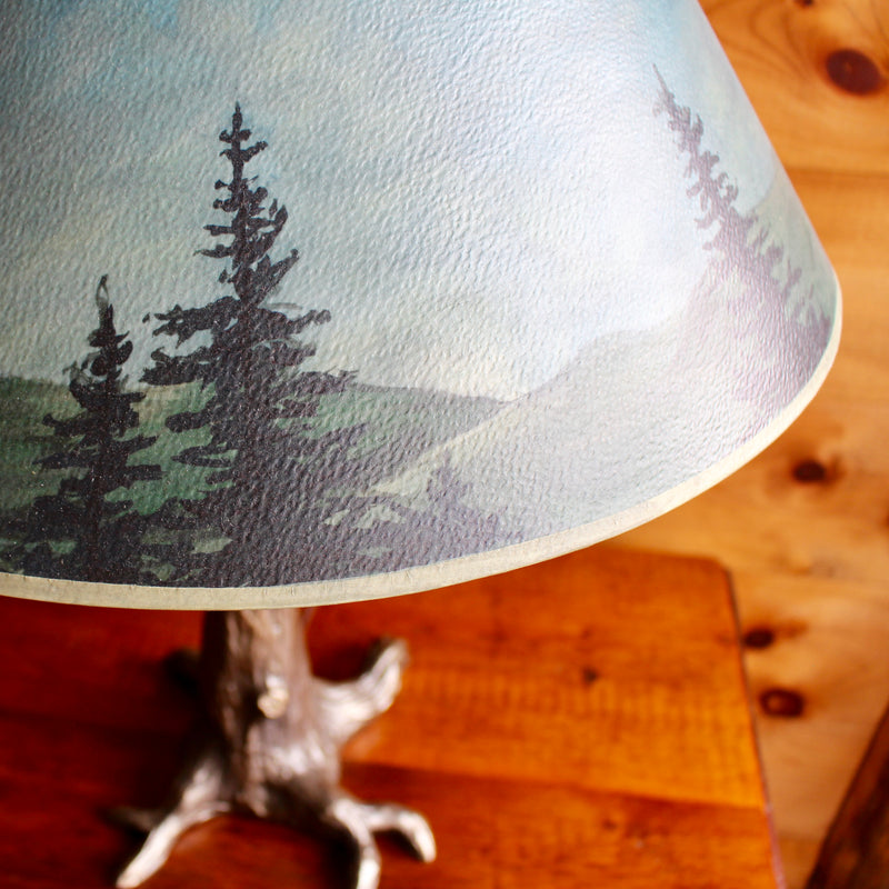 bronze tree lamp base with hand painted star lampshade