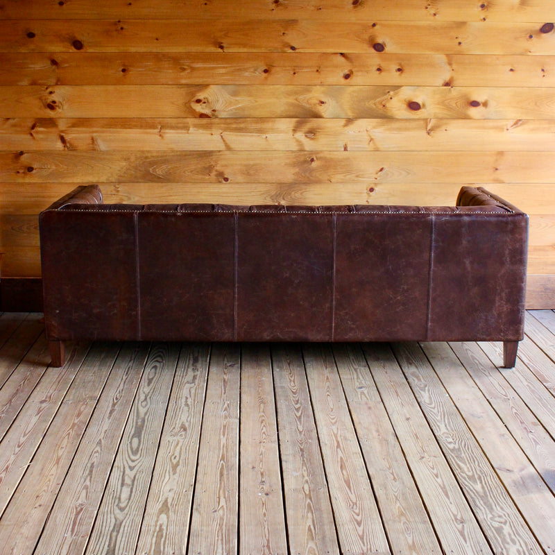 Tufted Leather Sofa with Nail Head Trim