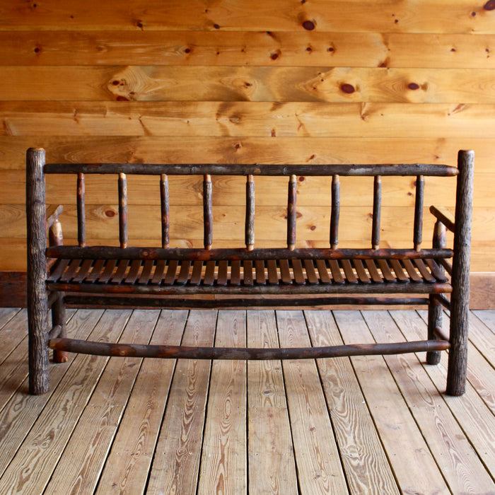 5 Foot Rustic Hickory Bench with Slatted Seat
